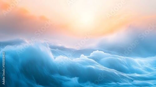 Majestic Waves of Ethereal Beauty at Sunset