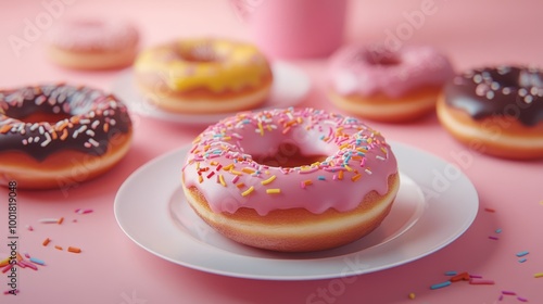 Pink donuts. Food background