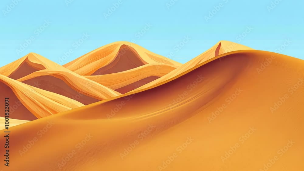 A stylized depiction of rolling sand dunes under a clear blue sky. A stylized depiction of rolling sand dunes under a clear blue sky.