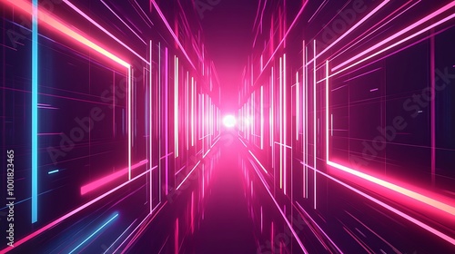 Wallpaper Mural Abstract tunnel with pink and blue glowing lines. Torontodigital.ca