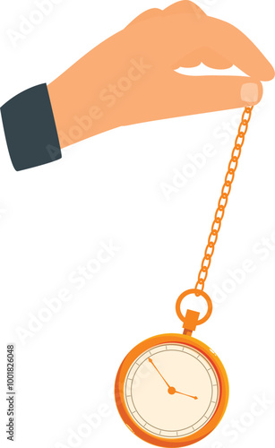Businessman is using a vintage pocket watch on a chain as a hypnosis pendulum