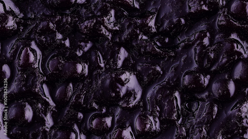 a close-up, top-down view, texture background of black currant jam spread across the entire frame, filling the image with its deep purple color and smooth texture a close-up, top-down view, texture background of black currant jam spread across the entire frame, filling the image with its deep purple color and smooth texture