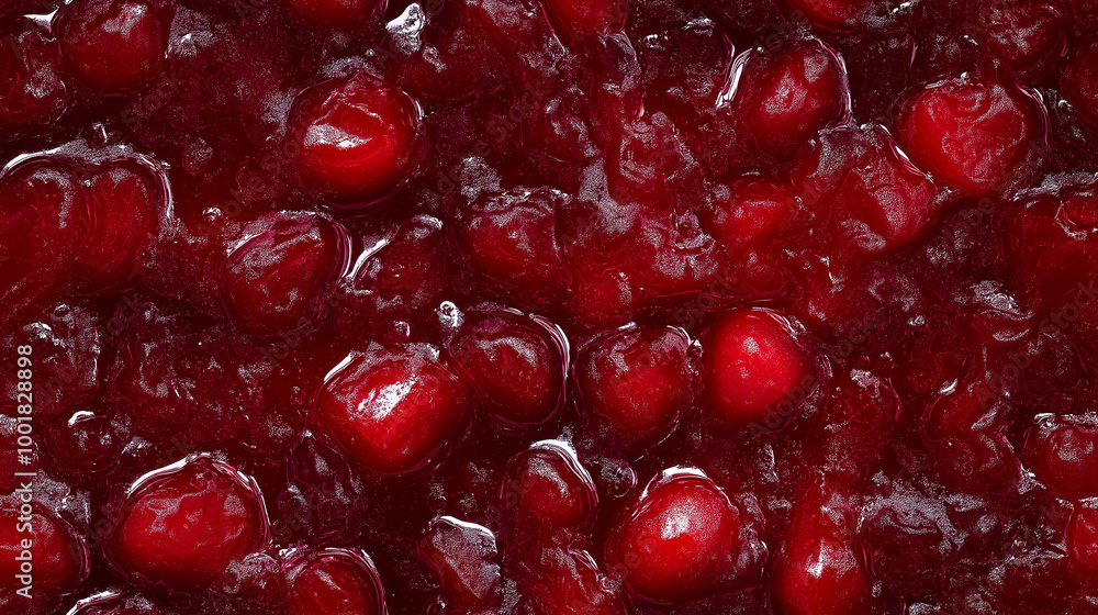 a close-up, top-down view, texture background of cherry jam spread across the entire frame, filling the image with its deep red color and glossy texture a close-up, top-down view, texture background of cherry jam spread across the entire frame, filling the image with its deep red color and glossy texture