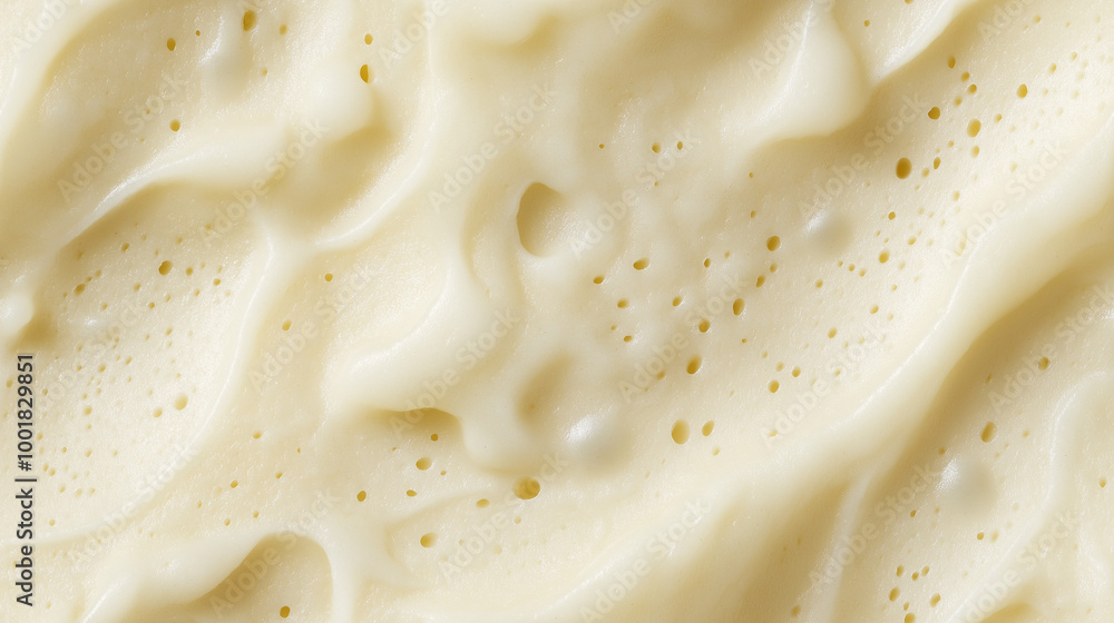 a close-up, top-down view, texture background of daikon puree spread across the entire frame, showcasing its pale white color and smooth texture a close-up, top-down view, texture background of daikon puree spread across the entire frame, showcasing its pale white color and smooth texture