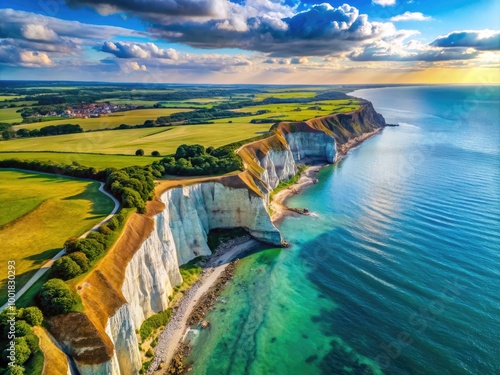 Majestic North Foreland Cliffside View Overlooking the Tranquil Blue Waters of the English Channel