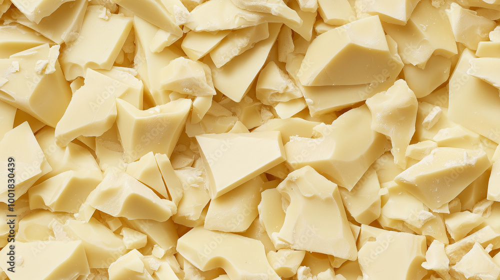 a close-up, top-down view, texture background of diced white chocolate spread across the entire frame, filling the image with its pale ivory color and smooth texture in irregular pieces a close-up, top-down view, texture background of diced white chocolate spread across the entire frame, filling the image with its pale ivory color and smooth texture in irregular pieces