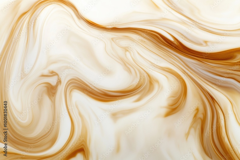 Swirling coffee merges into creamy milk, creating dynamic patterns in a warm and inviting blend of colors. Generative AI Swirling coffee merges into creamy milk, creating dynamic patterns in a warm and inviting blend of colors. Generative AI