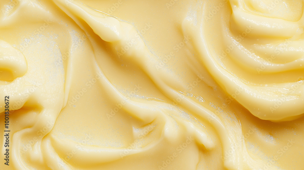 a close-up, top-down view, texture background of european pear puree filling the frame with its creamy yellow color and smooth consistency a close-up, top-down view, texture background of european pear puree filling the frame with its creamy yellow color and smooth consistency