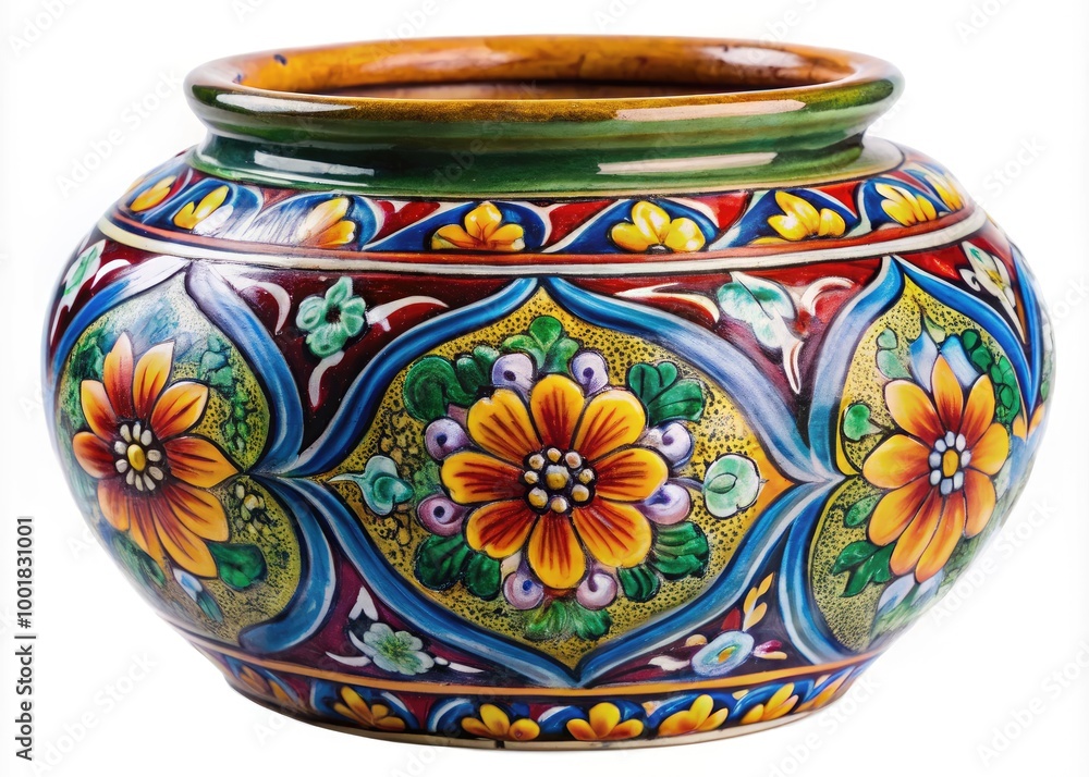 Majolica Pot with Intricate Designs Isolated on a Transparent Background for Creative Use and Display Majolica Pot with Intricate Designs Isolated on a Transparent Background for Creative Use and Display
