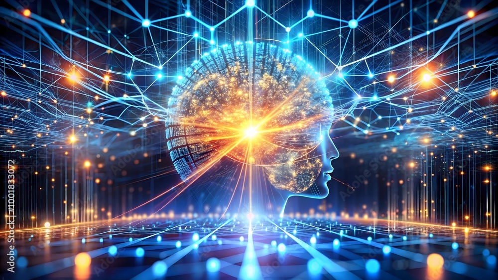 Abstract visualization of a machine learning model being trained Abstract visualization of a machine learning model being trained