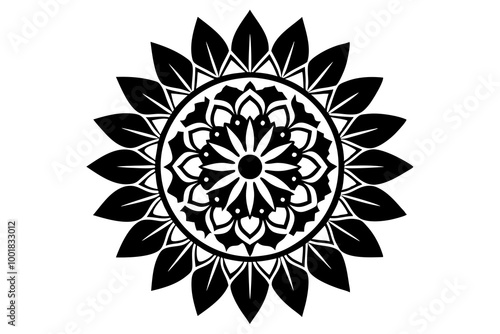 Intricate Mandala Flower Silhouette with Beautiful Floral Design