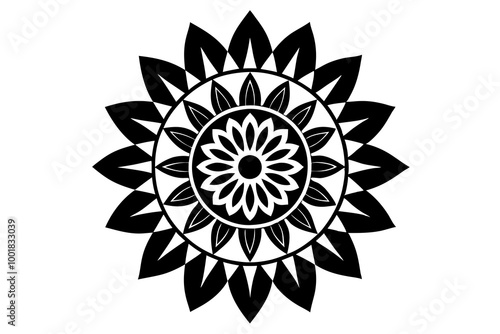 Intricate Mandala Flower Silhouette with Beautiful Floral Design