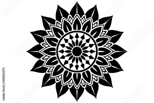 Intricate Mandala Flower Silhouette with Beautiful Floral Design