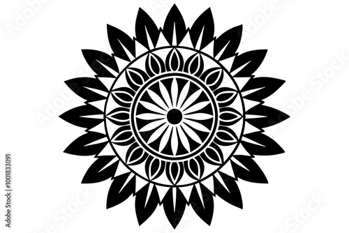 Intricate Mandala Flower Silhouette with Beautiful Floral Design