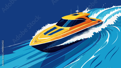 vector illustration of yacht for sailing and relaxing in the beautiful sea