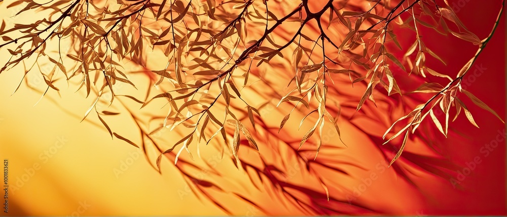 Silhouettes of Leaves in Golden Light Silhouettes of Leaves in Golden Light