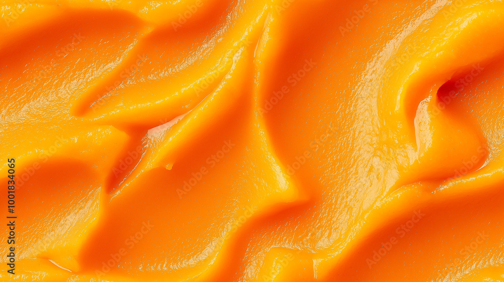 a close-up, top-down view, texture background of papaya puree spread across the entire frame, featuring its rich orange color and velvety texture a close-up, top-down view, texture background of papaya puree spread across the entire frame, featuring its rich orange color and velvety texture