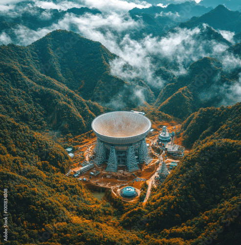 Exploring the telescope in mountains, designed for deep space monitoring and radio astronomy