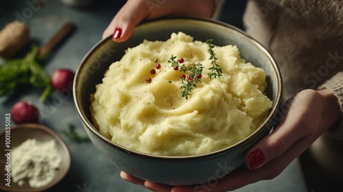 Mashed potatoes. Delicious food background