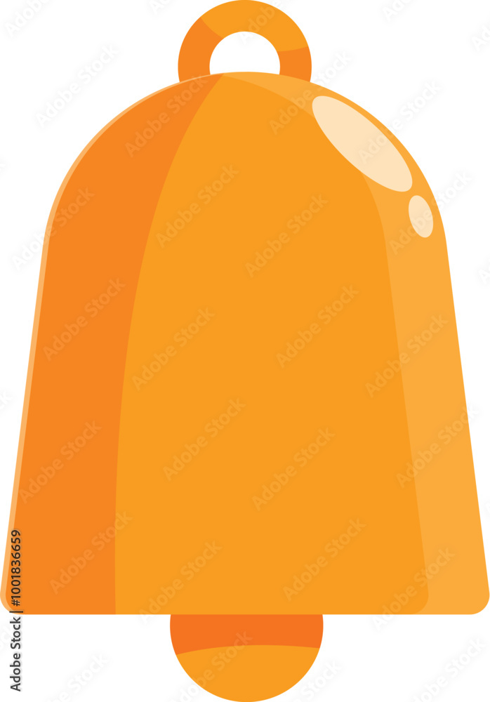 Cartoon illustration of a shiny orange bell is perfect for representing notifications