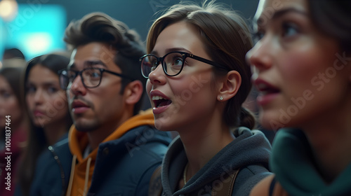 Excited customers waiting in line for just-released video game console