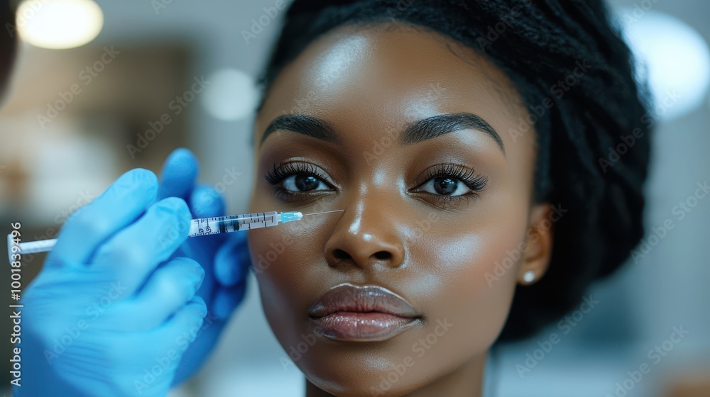 Woman Receiving Eyelid Injection Close up Woman Receiving Eyelid Injection Close up