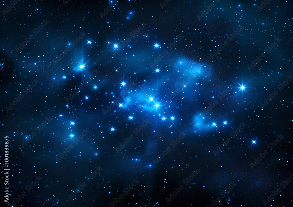 Obraz premium Star cluster in deep black night sky. Design element for poster, banner or card