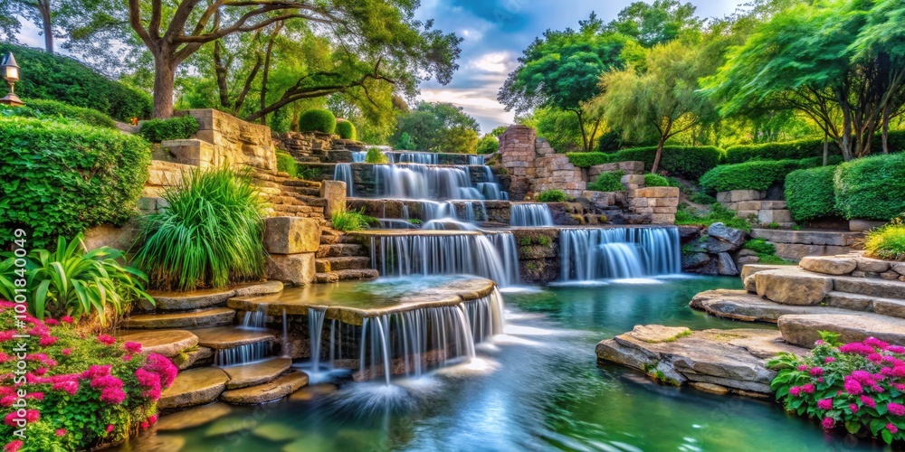 Serene Water Gardens in Fort Worth Showcasing Cascading Waterfalls and Lush Greenery in Harmony Serene Water Gardens in Fort Worth Showcasing Cascading Waterfalls and Lush Greenery in Harmony