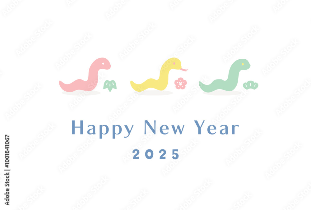 Fototapeta premium かわいい巳年の年賀状