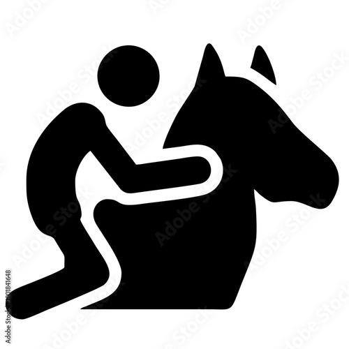 figure of a person petting a horse
