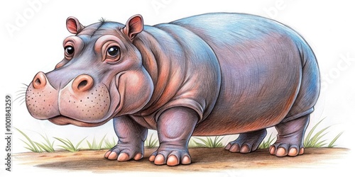 Step-by-step guide on how to draw a cute and cartoonish hippopotamus for beginners and kids