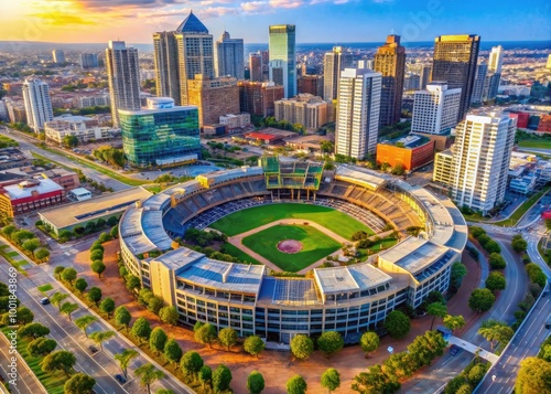 Stunning aerial view of Petco Park showcasing vibrant greenery and urban architecture in San Diego