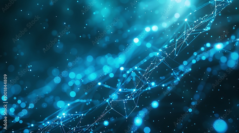 Abstract Futuristic Network of Glowing Blue Particles and Sleek Lines Abstract Futuristic Network of Glowing Blue Particles and Sleek Lines