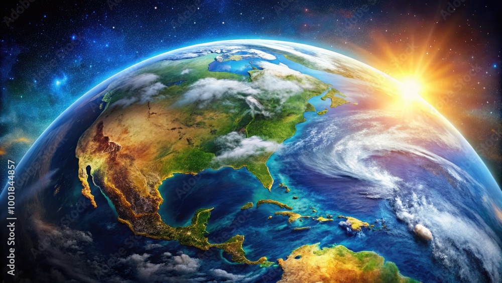 Fototapeta premium Stunning Earth Photo from Space Captured by Satellite Showcasing Planet's Beauty and Colors