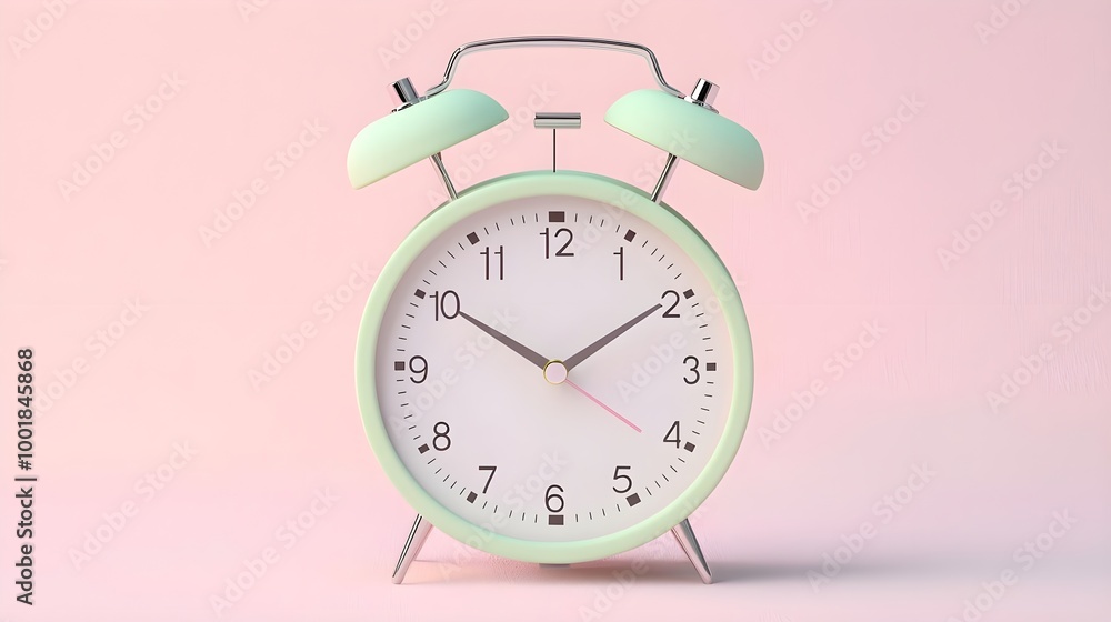 Mint Green Alarm Clock on Pink Mint Green Alarm Clock on Pink