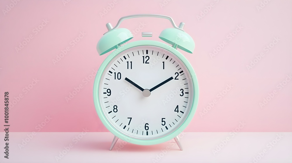 Mint Green Alarm Clock Pink Background Mint Green Alarm Clock Pink Background