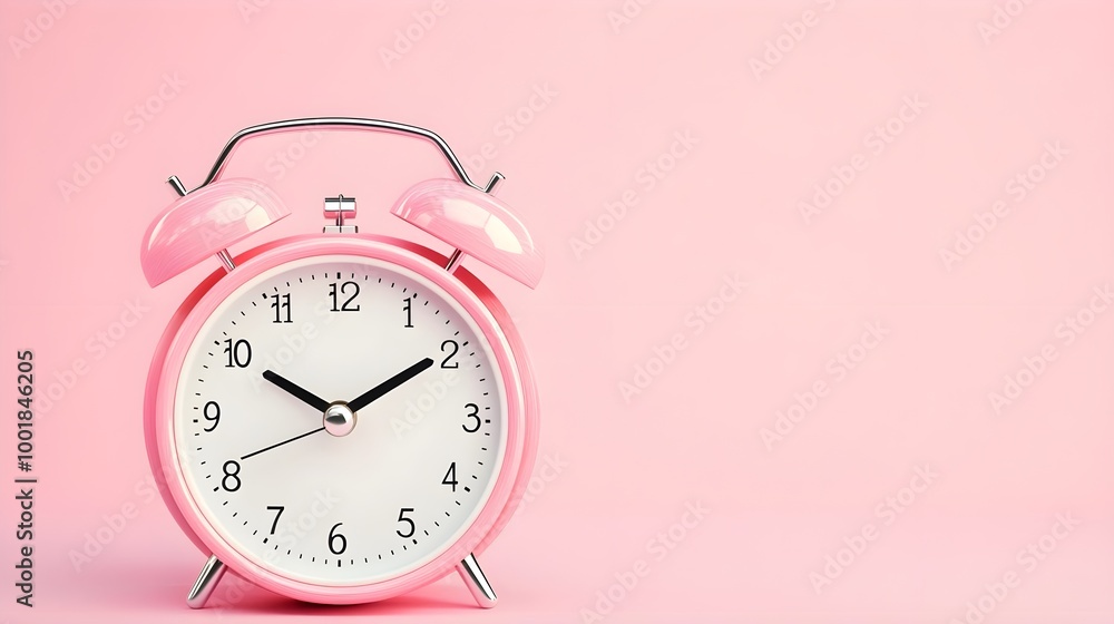 Pink Alarm Clock Minimalist Background Pink Alarm Clock Minimalist Background