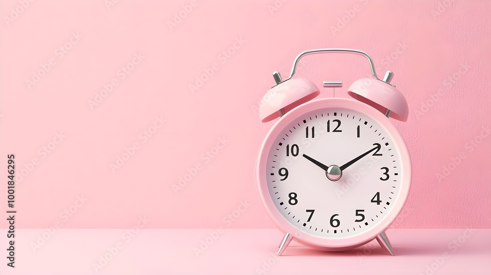 Pink Alarm Clock Minimalist Background Pink Alarm Clock Minimalist Background