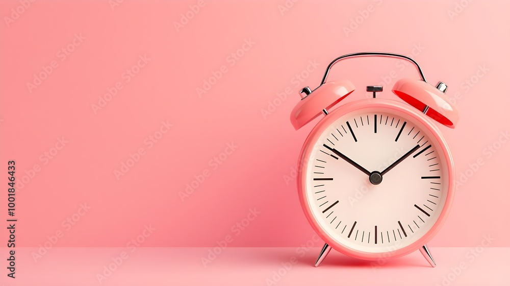 Pink Alarm Clock Minimalist Background Pink Alarm Clock Minimalist Background