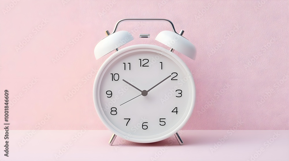 White Alarm Clock Pink Background White Alarm Clock Pink Background