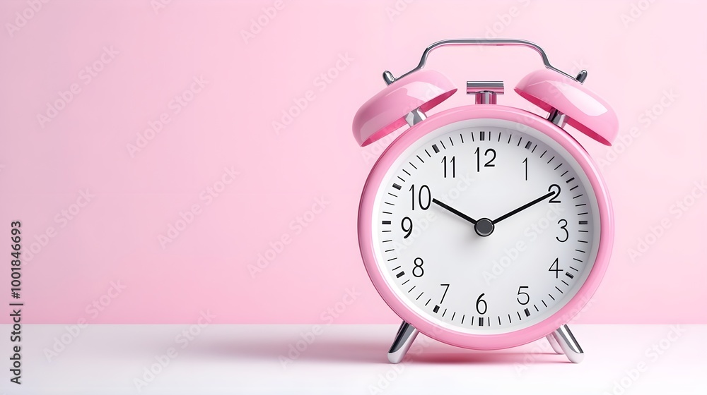 Pink Alarm Clock on White Table Pink Alarm Clock on White Table
