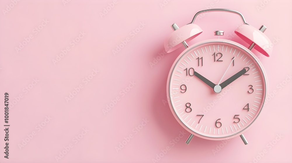 Pink Alarm Clock on Pink Background Pink Alarm Clock on Pink Background