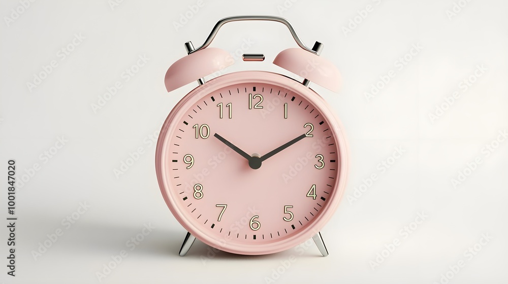 Pink Alarm Clock on White Background Pink Alarm Clock on White Background