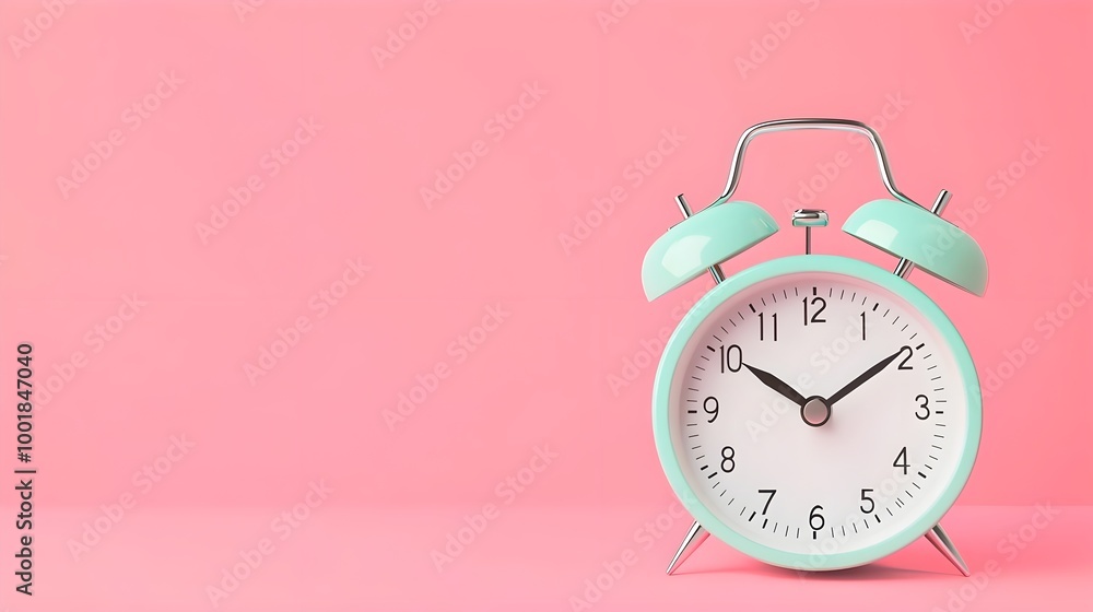 Mint Green Alarm Clock Pink Background Mint Green Alarm Clock Pink Background