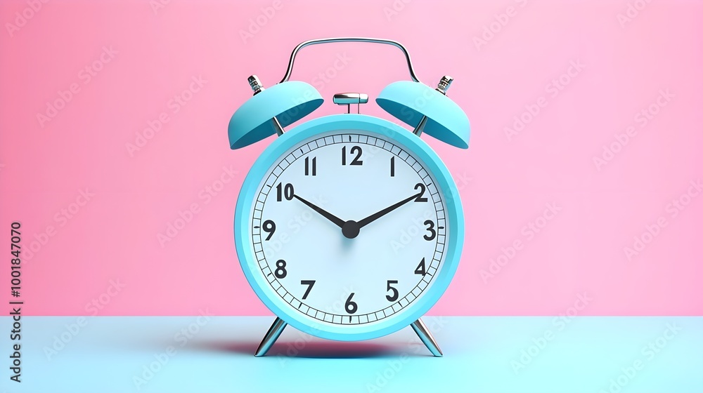 Blue Alarm Clock Pink Blue Background Blue Alarm Clock Pink Blue Background