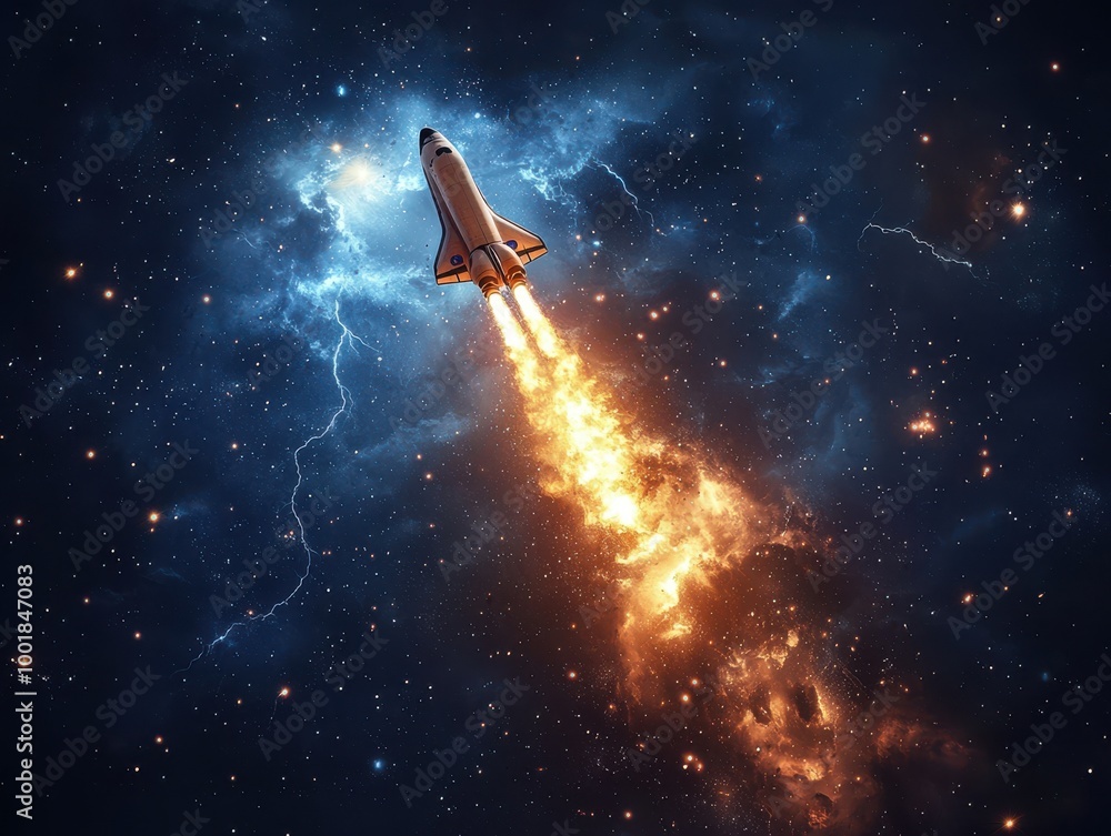 Space Shuttle Launch Stars Nebula Fire Space Exploration Space Shuttle Launch Stars Nebula Fire Space Exploration