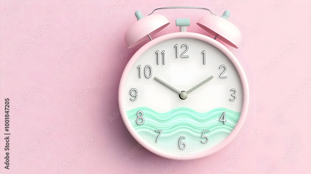 Pink Alarm Clock with Wavy Background Pink Alarm Clock with Wavy Background