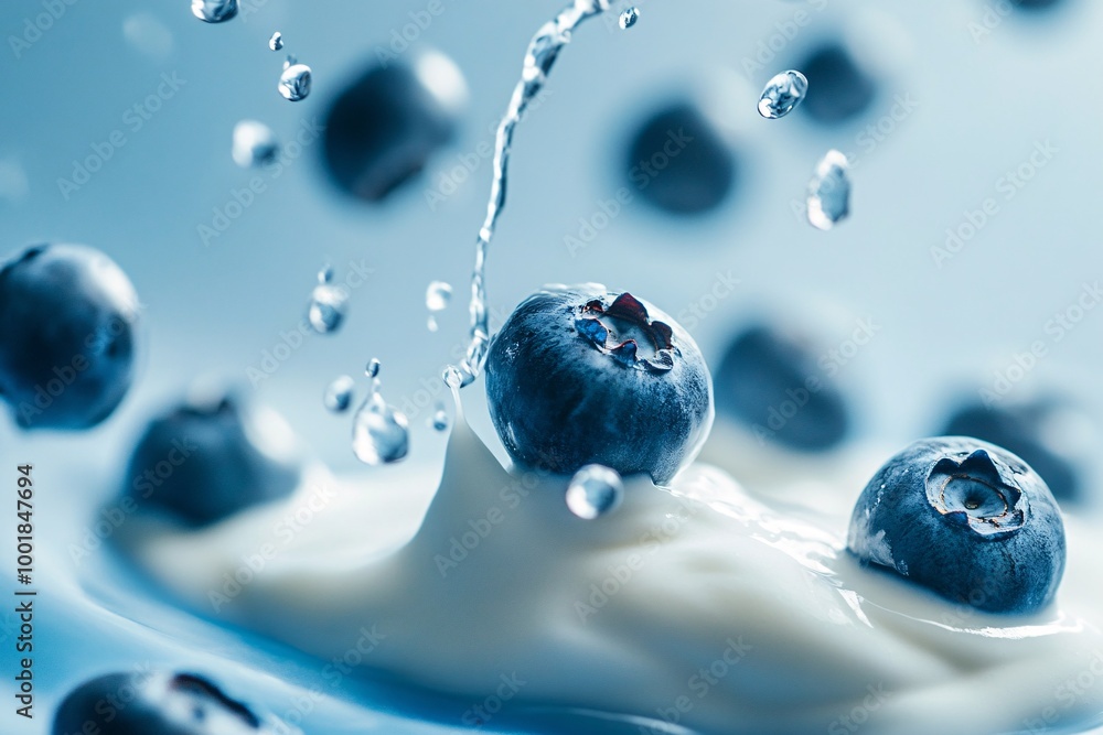 Blueberries Splashing in Milk Blueberries Splashing in Milk