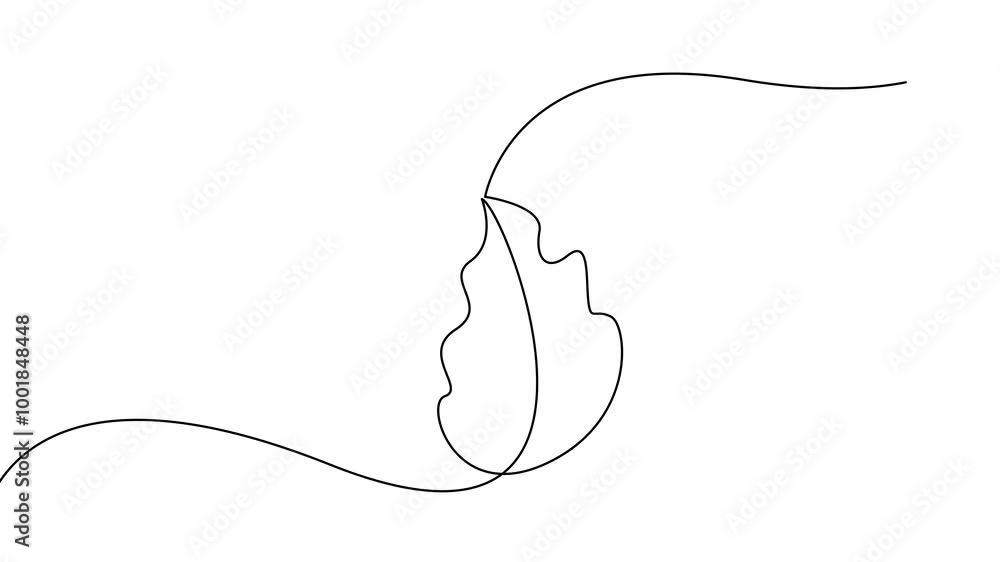 leaf of plant one line drawing. Vector illustration in continuous line style leaf of plant one line drawing. Vector illustration in continuous line style