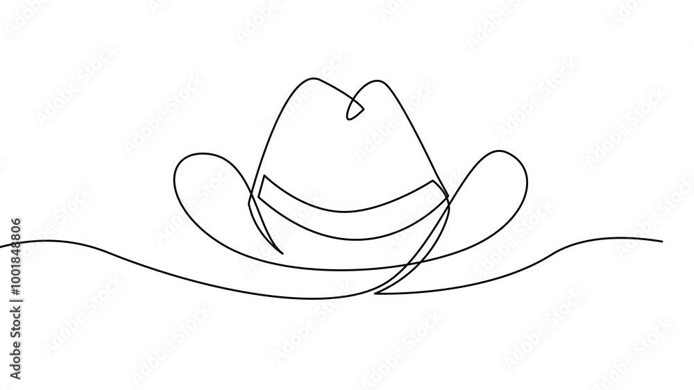 Cowboy hat One continuous single line hand drawn isolated background template Cowboy hat One continuous single line hand drawn isolated background template